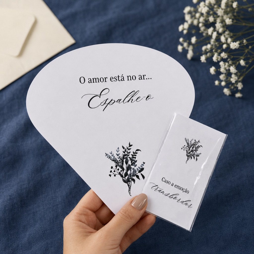 Kit - Lágrimas de Alegria + Leque Personalizado para Casamento Minimalista Papelaria Cerimônia - Envio Imediato — imagem 2 de 2