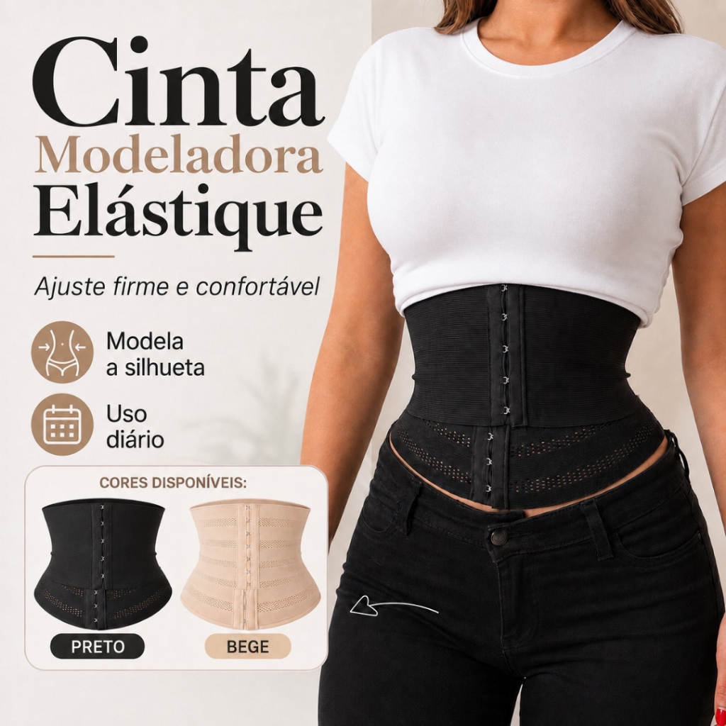 Cinta Modeladora Elástique Redutora de Medidas Pós Parto Cintura Fina Dupla Compressão Tecido Respirável Diário M G XL