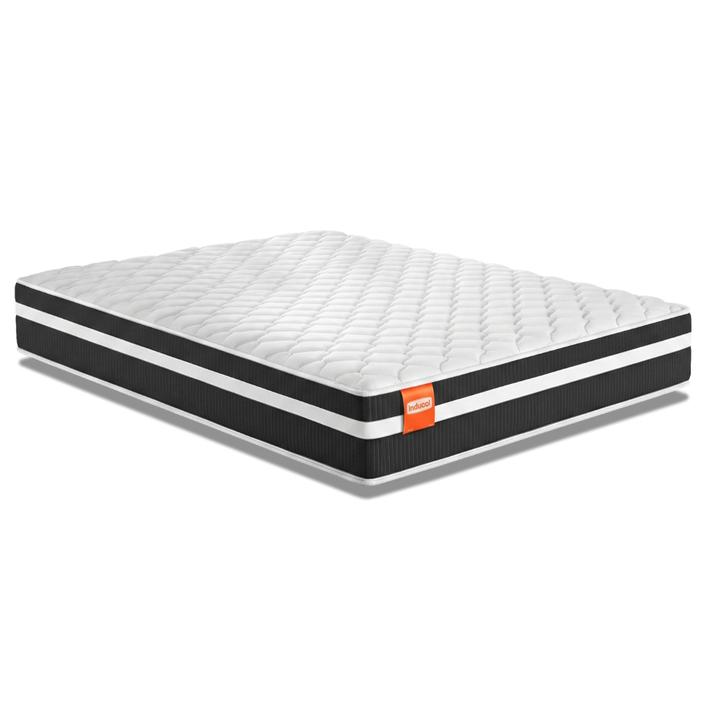 Colchão Casal Molas Qatar 138x188x22cm Branco / Preto - Suporta até 200kg Por Pessoa