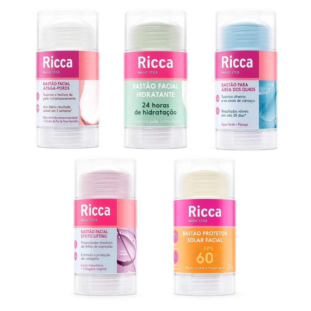 Bastão Ricca Facial Efeito Lifting Apaga-Poros Hidratante Protetor FPS60 Para Área Dos Olhos