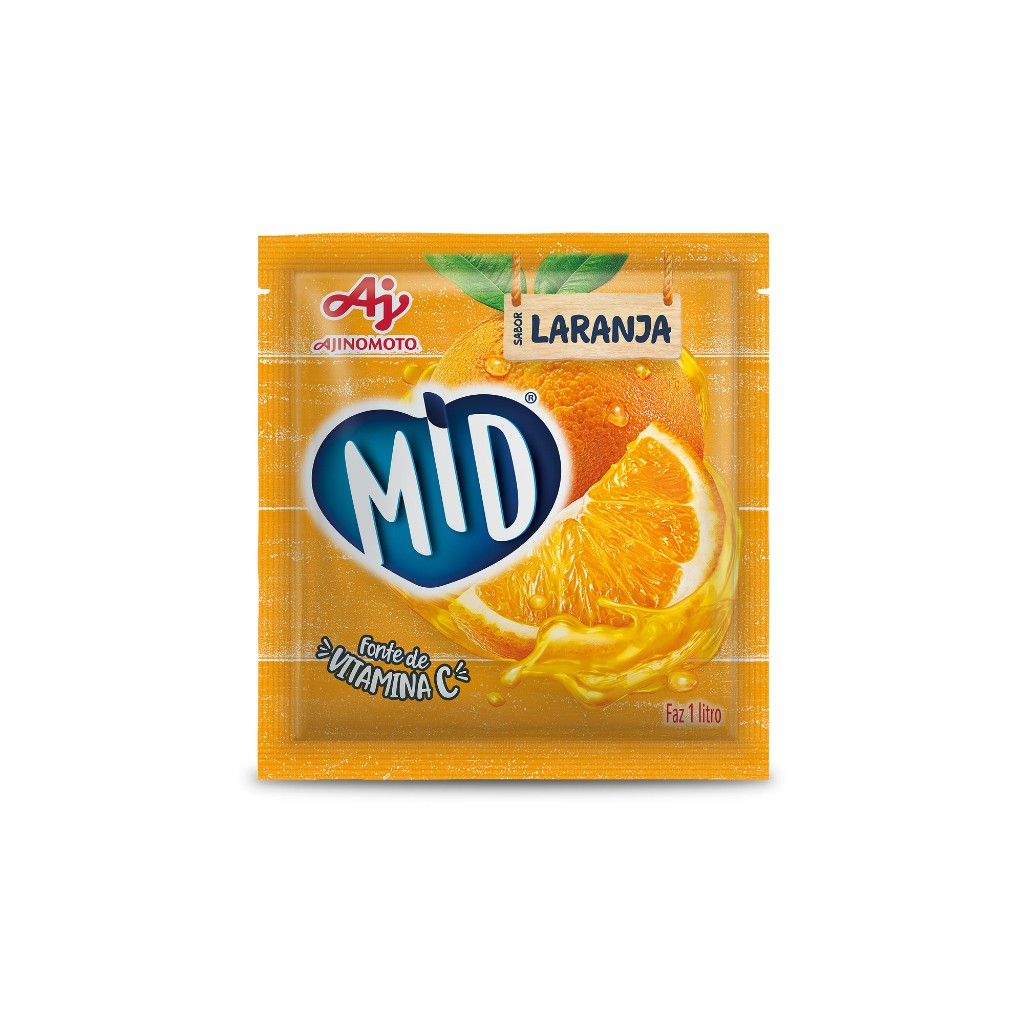 Kit Refresco em Pó MID® Sabor Laranja Com 15 Unidades de 20g