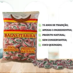 Bala de Coco Queimado Natural Pacote 600gr