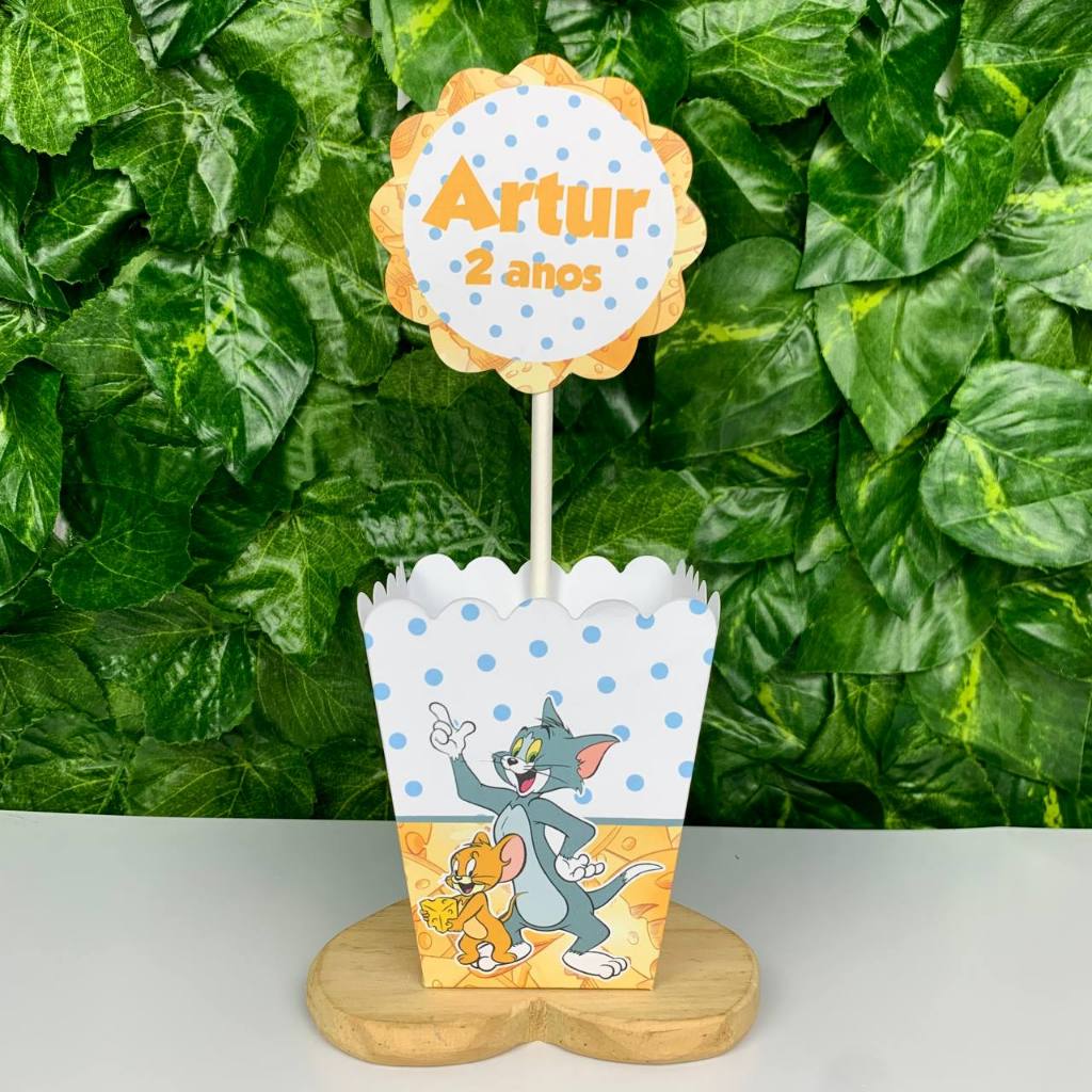 Centro de Mesa Tom e Jerry / Cachepô Personalizado Lembrancinha para Festa Infantil