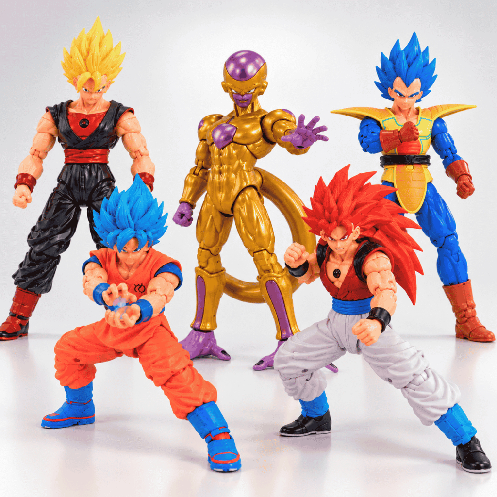 Kit 5 Bonecos Goku Vegeta Freeza Action Figure Articulado Dragon Ball Z Super Modelos Colecionáveis