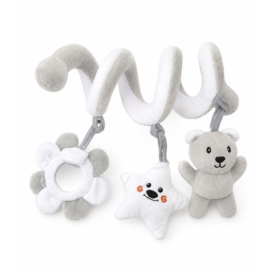Móbile Espiral de Pelúcia para Bebê com Espelho, Chocalho e Mordedor Carrinho, Berço e Bebê Conforto