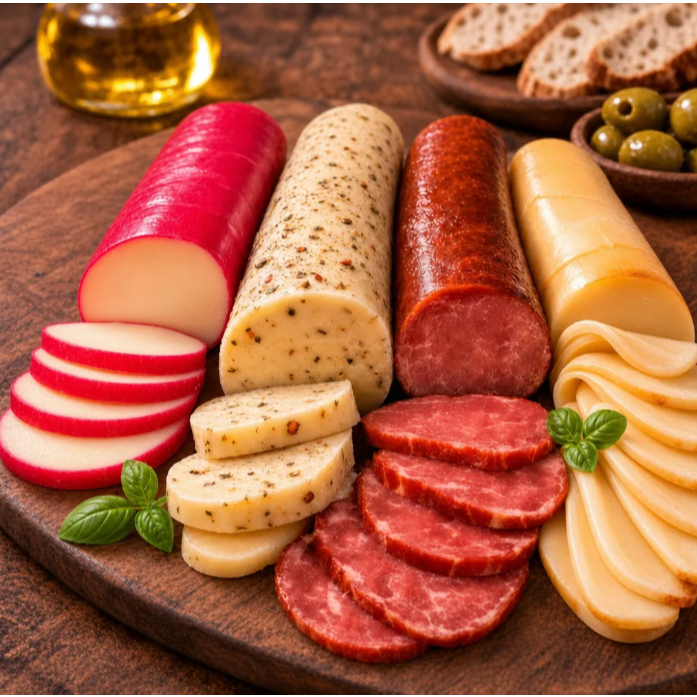 Kit Queijo Provolone Da Serra Da Canastra 3 Sabores + Salaminho Peso total 750 Gr ou 530 Gr