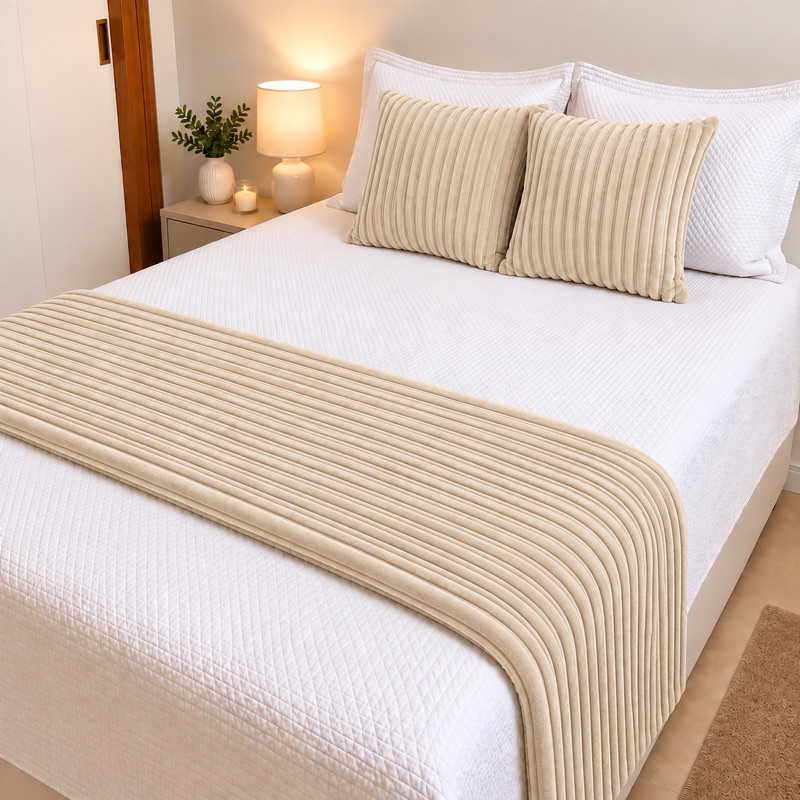 Kit 3 Peças Cama Posta | 1 Peseira e 2 Capas de Almofada (Várias cores)