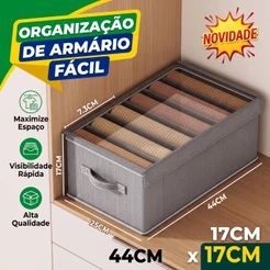Caixa Organizadora Dobrável com Divisórias 44x25x17cm para Guarda‑Roupa