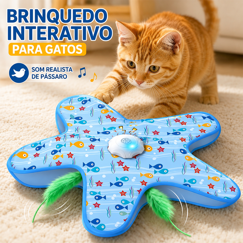 Brinquedo Interativo para Gatos Mouse Automático com Movimento e Som, Penas Ocultas, Brinquedo Pet para Diversão e Entre