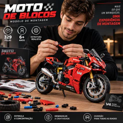 Streetfighter V4 329 Peças Modelo de Moto para Montar Compatível com Lego Brinquedo Educativo