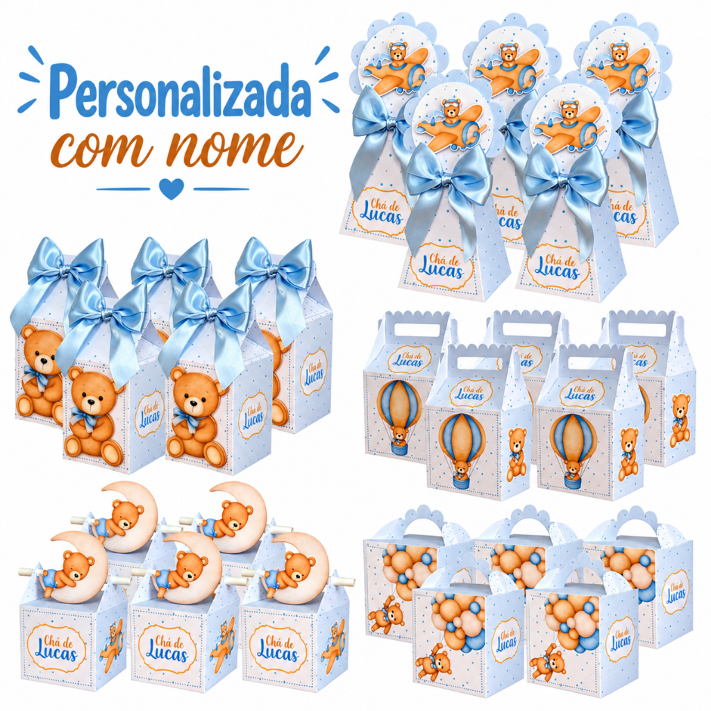 CHA DE BEBE URSINHO AZUL Kit Festa Personalizada Lembrancinhas Mimo Festa Infantil Aniversário