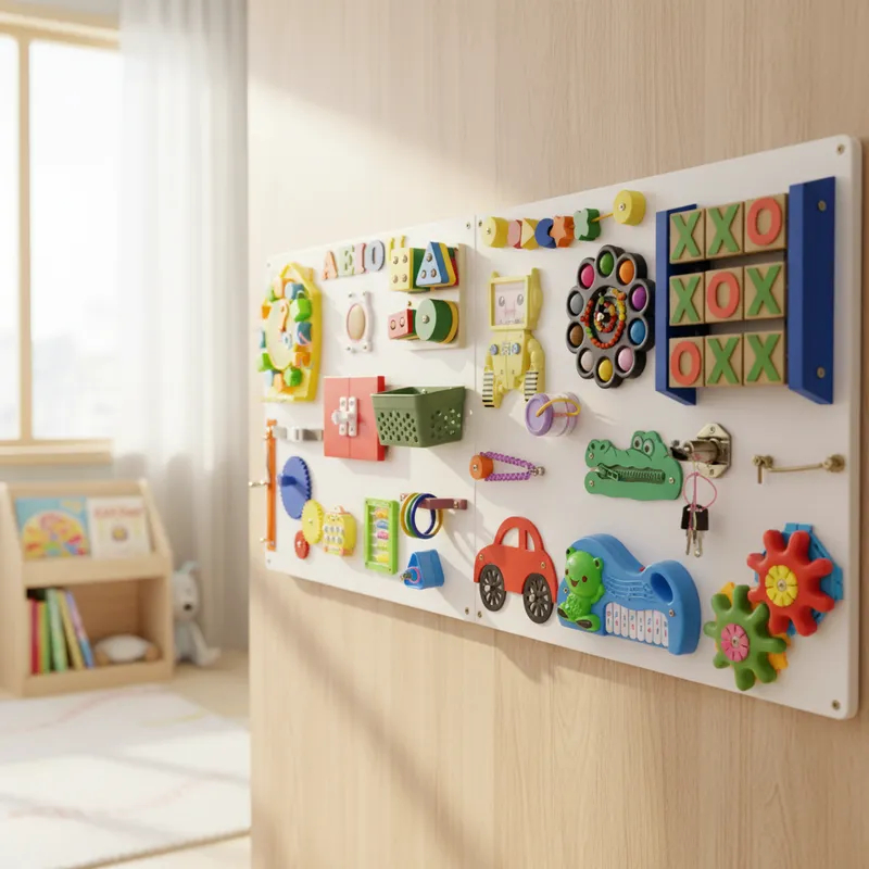 Painel Sensorial Montessori Duplo para crianças brinquedo interativo e educativo