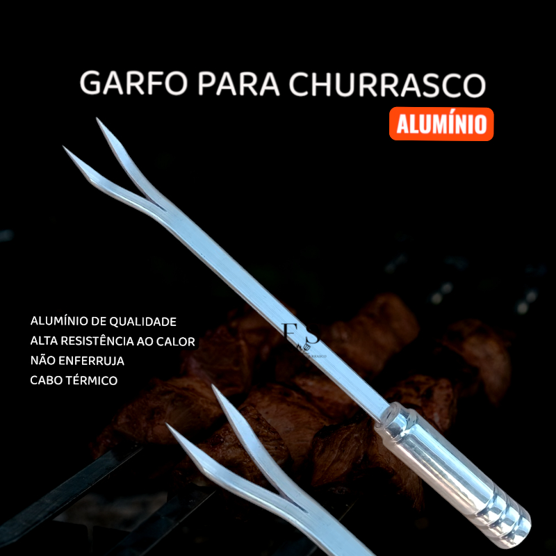 Garfo em alumínio para churrasco churrasqueira