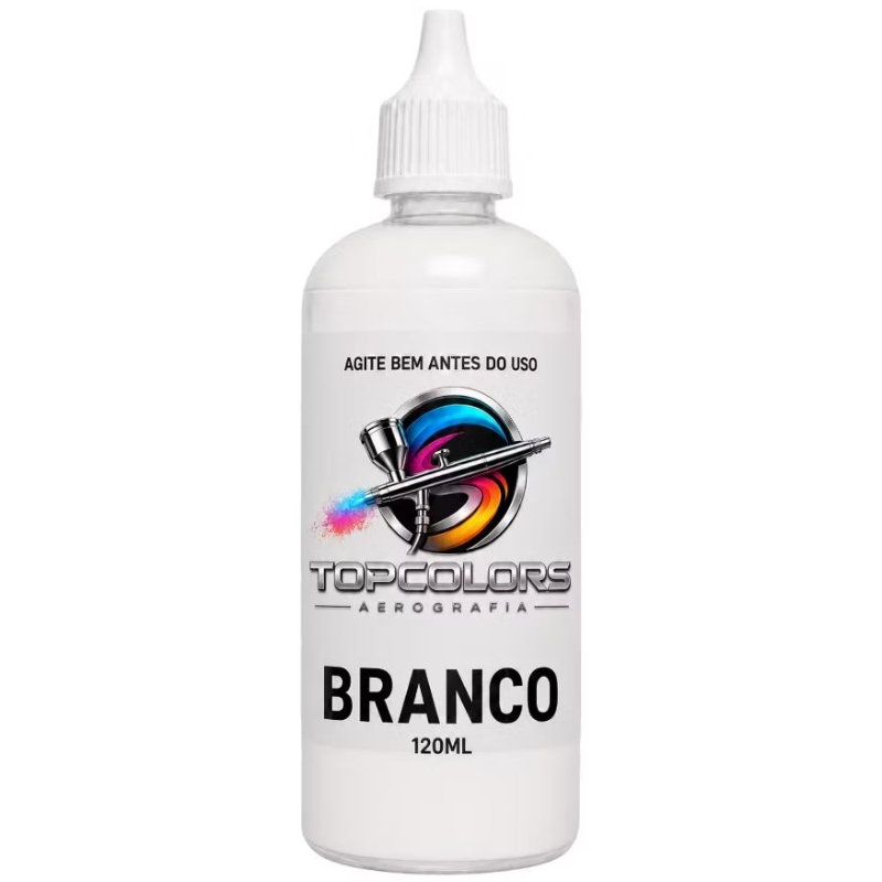 Tinta Aerógrafo TopColors 120ml Alta Cobertura Cor Uniforme