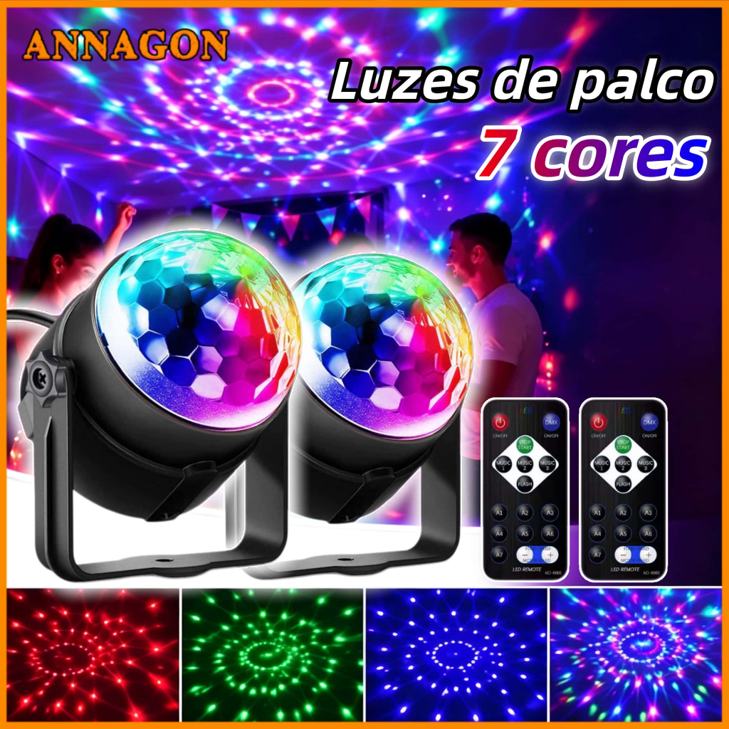 Globo LED RGB com Sensor de Som USB e Controle Remoto Luzes para Festas Discoteca e Eventos