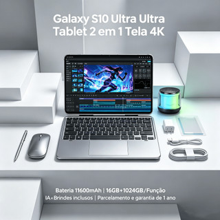 Tablet Galaxy S10 Ultra 13,2 polegadas, 16 GB + 1024 GB, bateria de 11.600 mAh, tablet 2 em 1 com função Gemini AI 5G