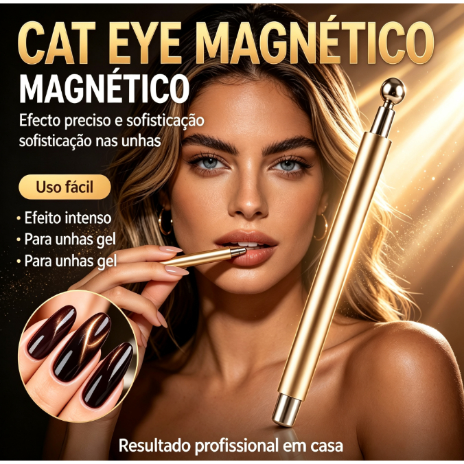 Caneta Magnética Para Unhas Cat Eye, Ferramenta De Manicure Dourada