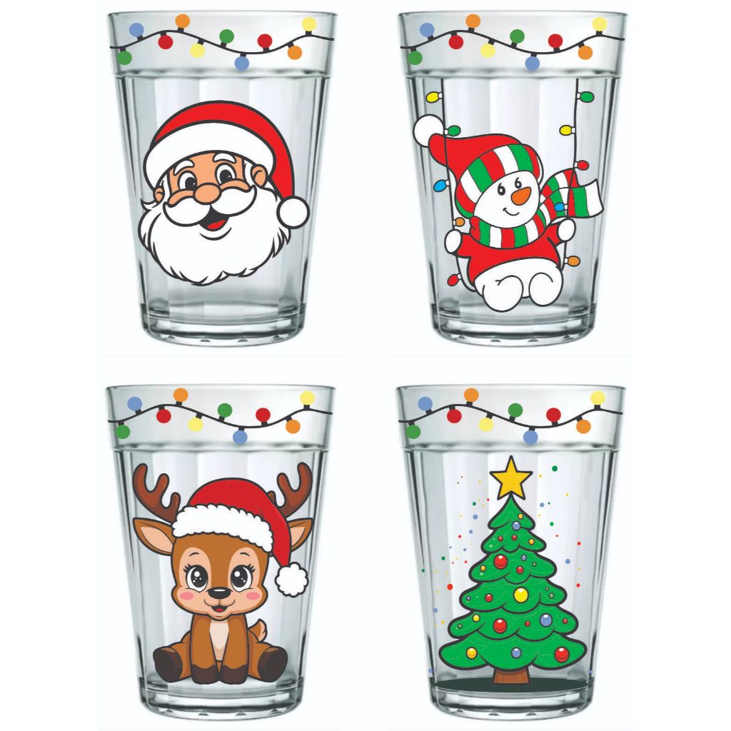 Copo americano 190ml Natal refrigerante café suco kit com 4 copos presente natalino
