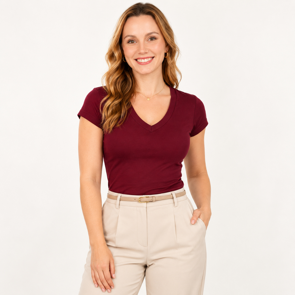 Blusa Feminina Gola V manga Curta Baby Look Blusinha Basica