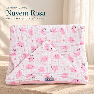 Toalha de Banho Bebê com Capuz Toalhão Fralda Dupla 100% Algodão 120x85cm Grande Macia Absorvente Menino Menina Infantil