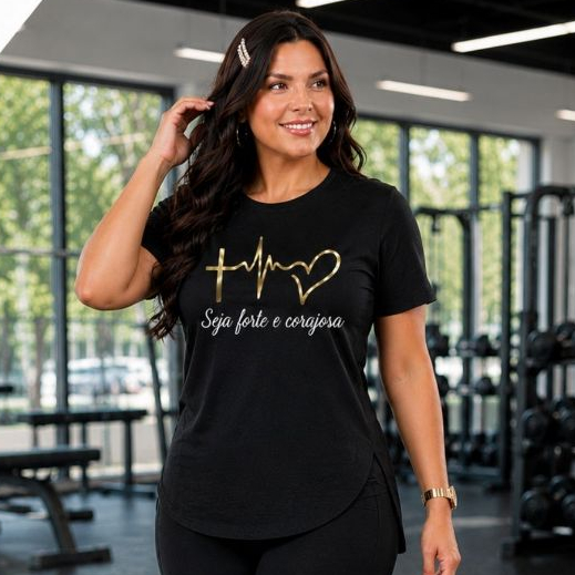 Camiseta Feminina Academia, Fitness Esportes Caminhada, Pilates, Yoga, Tapa Bumbum G ao G2 Plus Size Longa Confortável