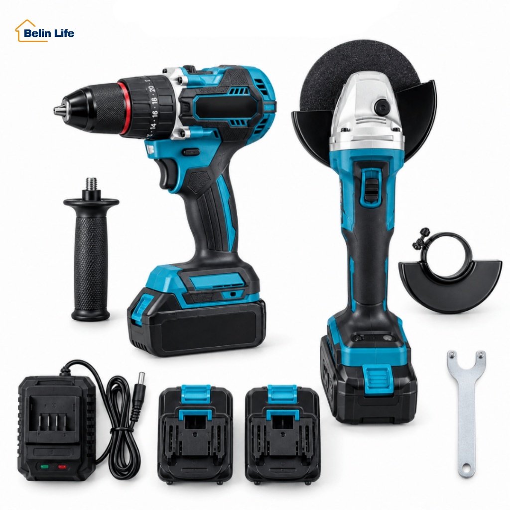 Kit Combo 2 em 1 Luatek 48V Parafusadeira Esmerilhadeira Sem Fio 2 Baterias Brushless Luatek LWJ-297