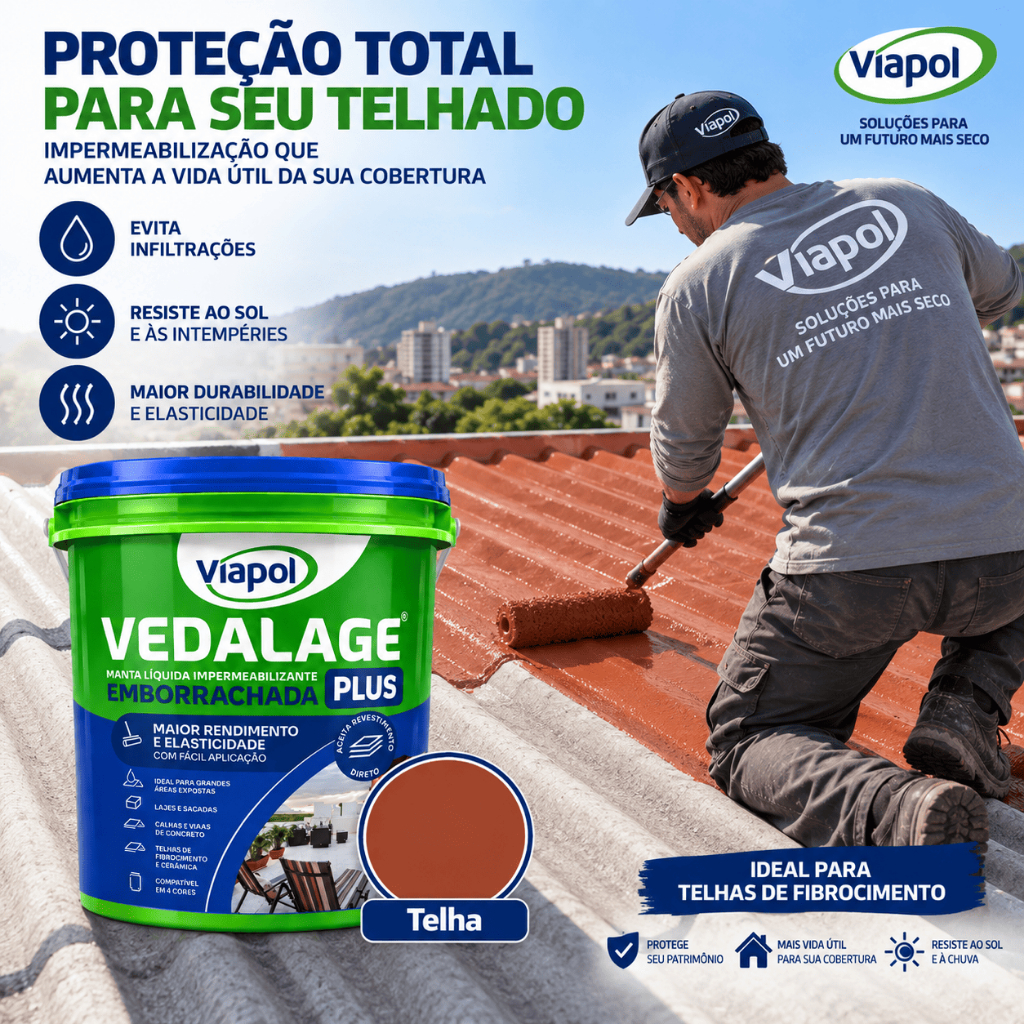 Vedalage Plus Viapol 12kg Branco Manta Liquida Acrílica Impermeabilizante · foto 2