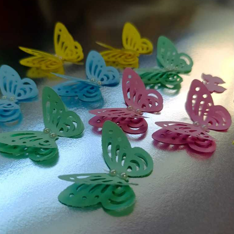 40 Borboletas 3D - 5CM com pérolas para decorar Festa Jardim das Borboletas