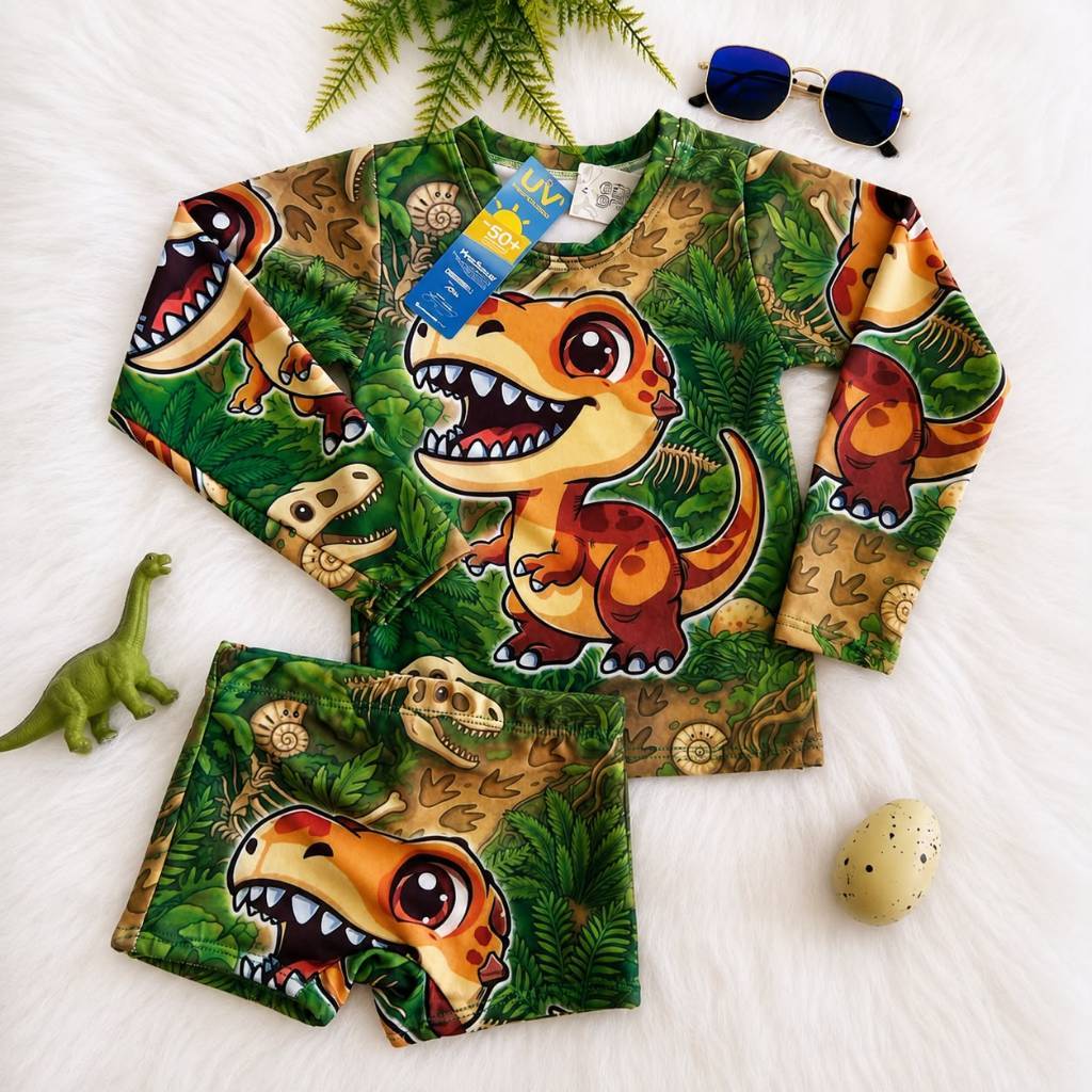 Conjunto SUNGA Infantil mais Blusa Térmica UV50+ Roupa  banho Proteção Solar Praia Piscina