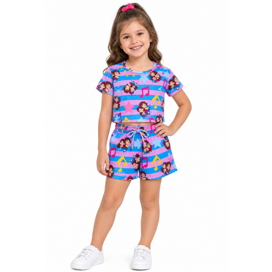 Conjunto verão infantil de menina temático da Maria clara
