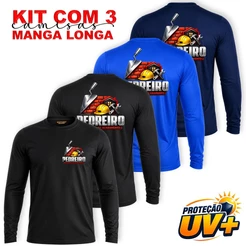 KIT com 3 Camisas MANGA LONGA Masculinas Uniforme PEDREIRO Mestre de Obra Ajudante Construção Civil Dry C/ Proteção UV+