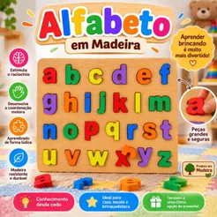 Quebra-Cabeça Encaixe Letras Divertidas Minúsculo Brinquedo Educacional Infantil Pedagogia Professor