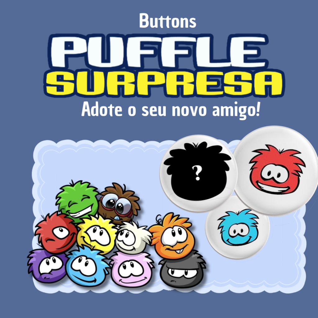 Button Puffle Club Penguin Aleatório 4,5cm Clube botton pin broche jogo random pinguim