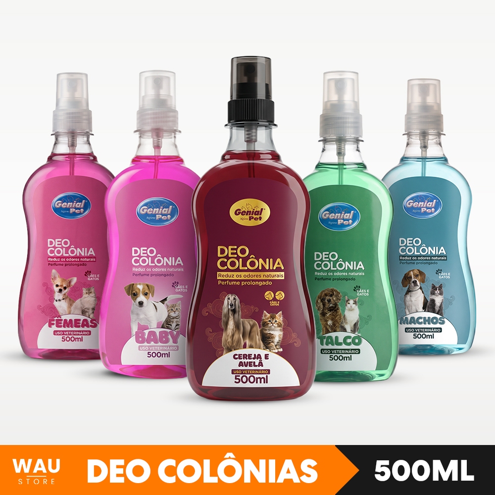 Perfume Pet 500ml Cachorro Gato Deo Colônia Talco Cereja Avelã Baby Macho Fêmea Alta Fixação