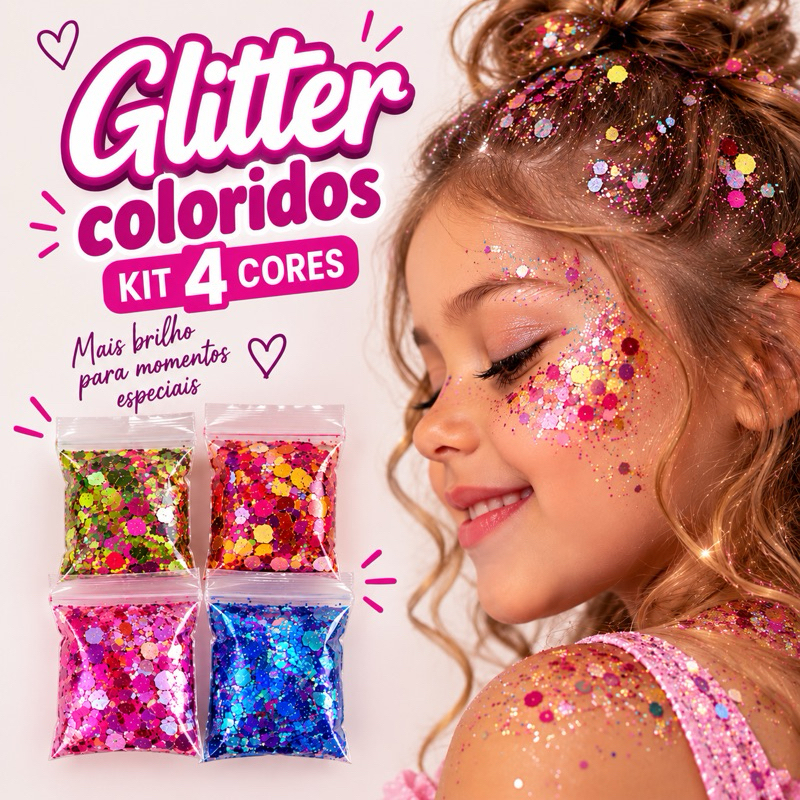 Kit Glitter Cabelo Maluco – 4 Cores