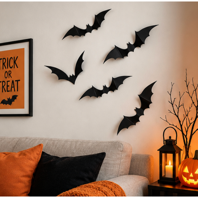 Kit Morcegos Halloween Decoração Festa Enfeite Parede Porta Janela festa