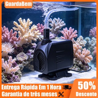 Bomba Submersa 1800L/H 25W, Altura 2m para Aquário, Fonte e Cascata, Água Doce e Salgada Bivolt 110V/220V