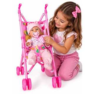 Boneca Titi Naninha C/Acessórios Carrinho, Mamadeira,  Chupeta, Menina