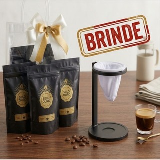 Kit Degustação Café Especial Selo Ouro 3x100g (Gourmet, Superior, Especial) + Sacola Presente