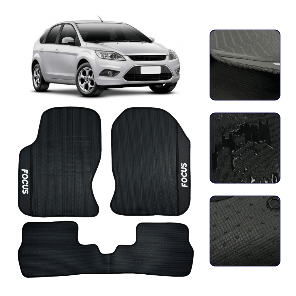 Jogo de Tapete Emborrachado Para Focus 2009 2010 2011 2012 2013 2014 Kit Automotivo