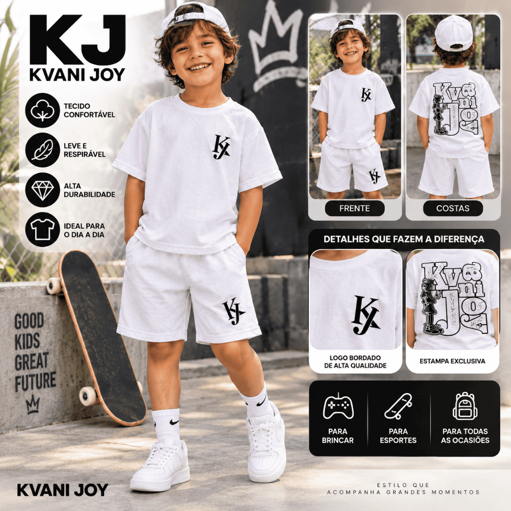 Conjunto Infantil Masculino Dry-Fit - Camiseta Fresquinha + Short Confortável de Verão - Tamanho 2 ao 12 Anos
