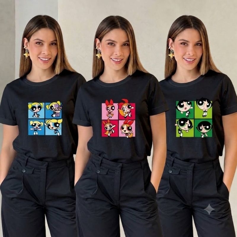Kit 3 Camisetas Feminina Estampada Meninas Superpoderosas.
