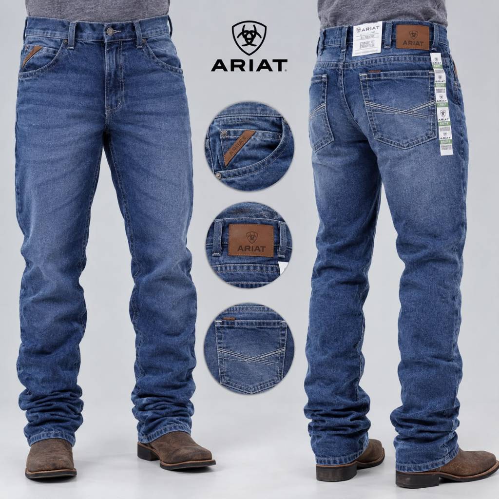 Calça Jeans Country Masculina Ariat M-Series 13 oz Premium – Straight Fit Tradicional 36 ao 48