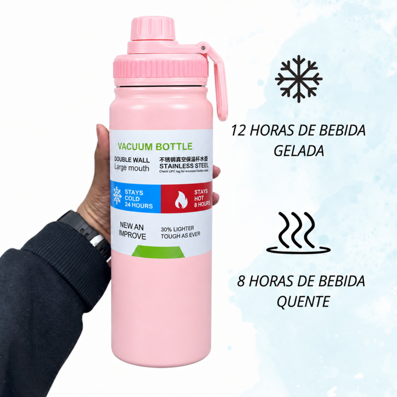 Garrafa Térmica 1000ml Isolamento De Aço Inoxidável C/ Coador Inox Academia Esporte