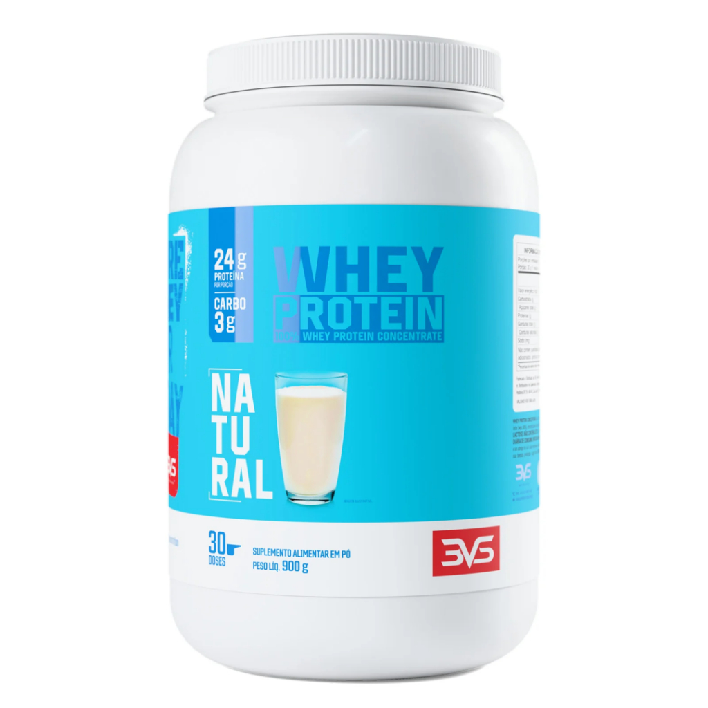 Whey Protein 100% Concentrado Com 23g De Proteína Por Dose - 900g - Zero Açúcar 3VS Nutrition