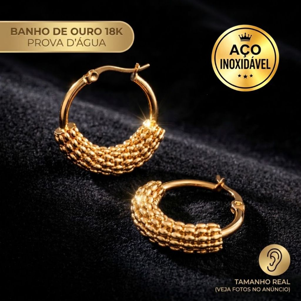 Brinco Argola  Aço Inoxidável 2,5cm Não Escurece Não Enferruja • Hipoalergênico • Leve • Resistente à Água