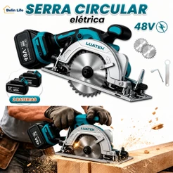 Serra Circular Sem Fio Luatek LWJ-604 48V 125mm Com 2 Baterias E Corte 45° Bivolt