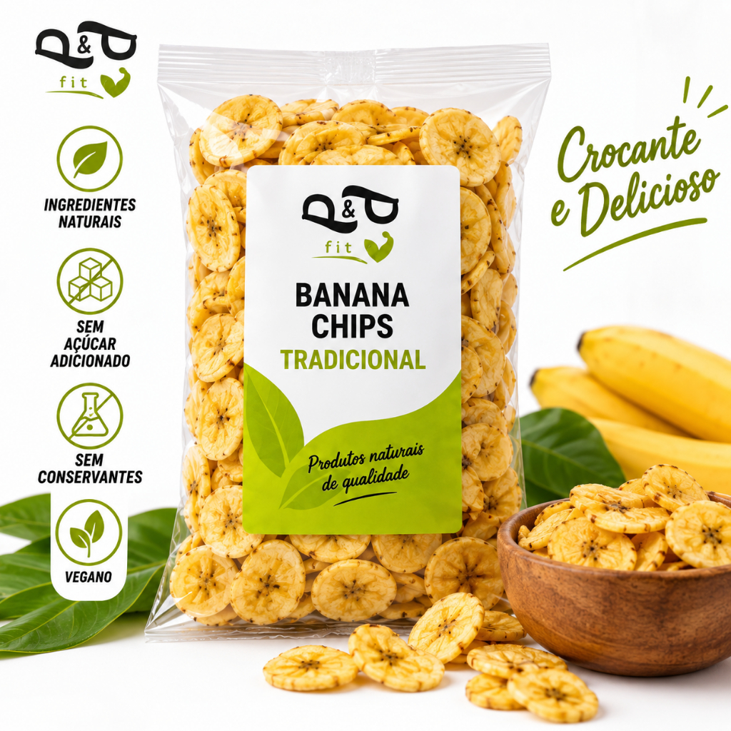 Banana Chips P&P - Sal Rosa 150g