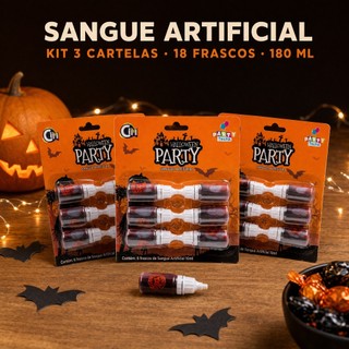 Sangue Falso Artificial 180ml Kit 18 Frascos Halloween Maquiagem Artística Fantasia Cospl…