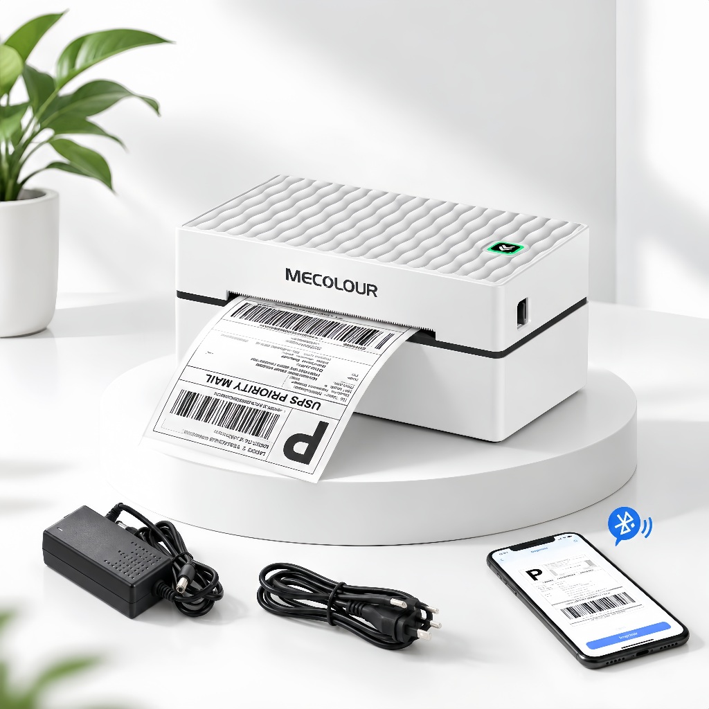 Impressora Térmica Bluetooth Sem tinta Bluetooth+USB 10×15cm Impressão rápida Impressora De Termica Etiquetas MECOLOUR